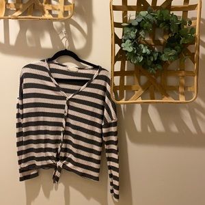 Long sleeve stripped, cream and army green